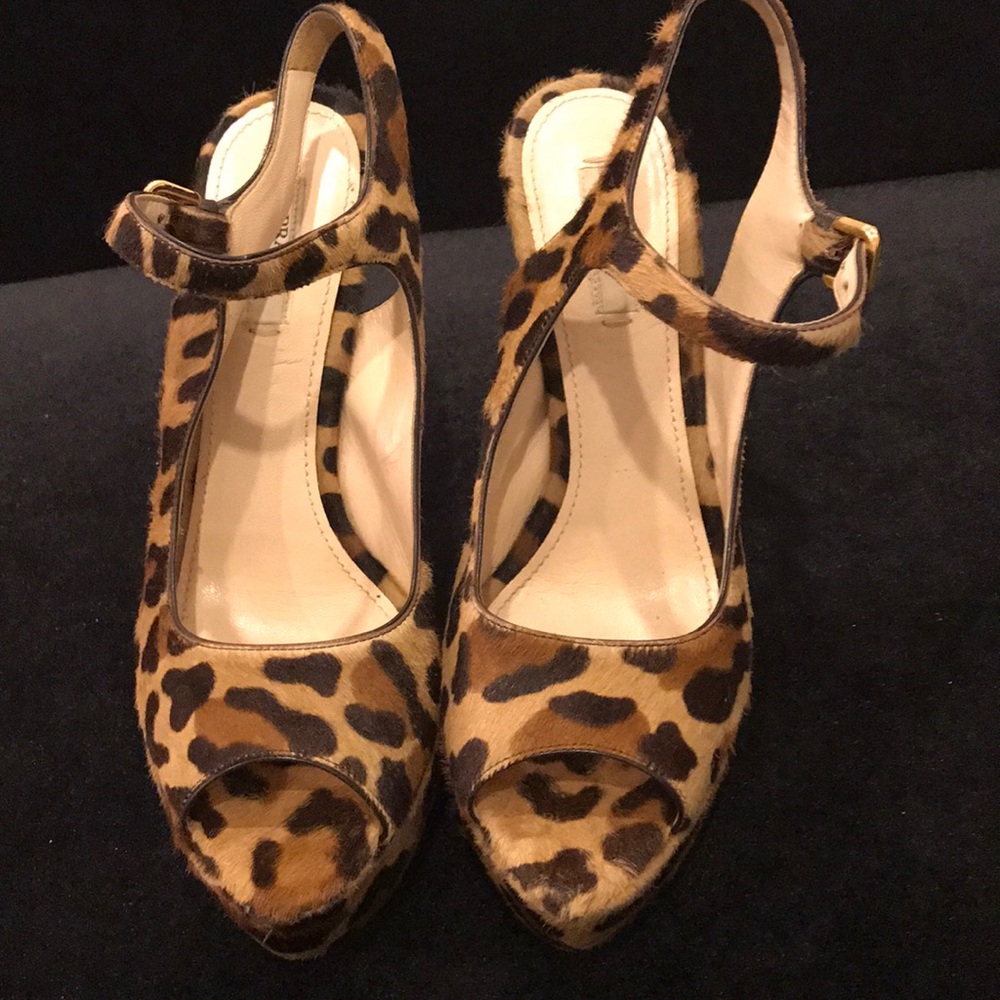 Prada leopard pony hair heels